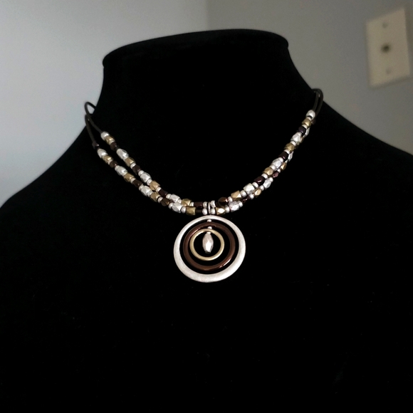 Nine West Silver/Gold/Brown Necklace - Picture 1 of 3